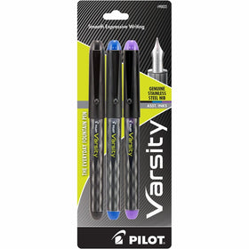 Pilot Varsity Disposable Fountain Pens, 3-Pack, Black/Blue/Purple Inks (90022)