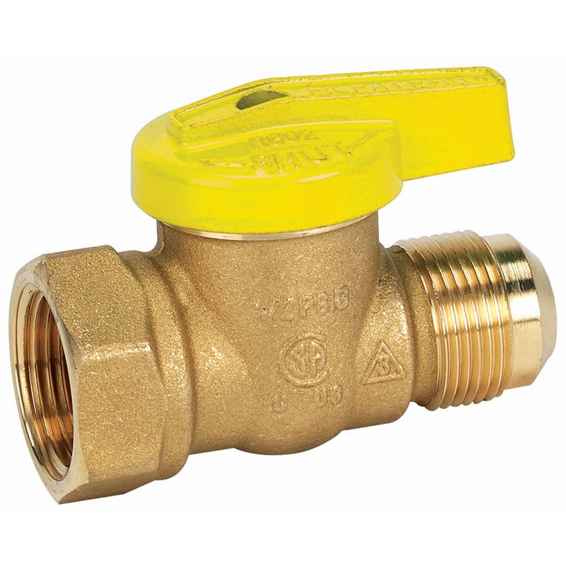 Homewerks VGV-1LH-R2B Premium Gas Ball Valve, Female Thread x Flare, Brass, 1/2-Inch FIP x 3/8-Inch FL