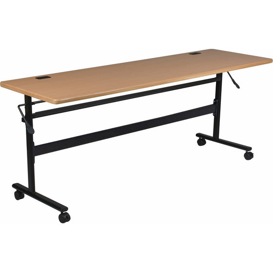 Balt Flipper Training Table, 29.5"H x 72"W x 24"D Flip Top Table, Teak Top (90094)