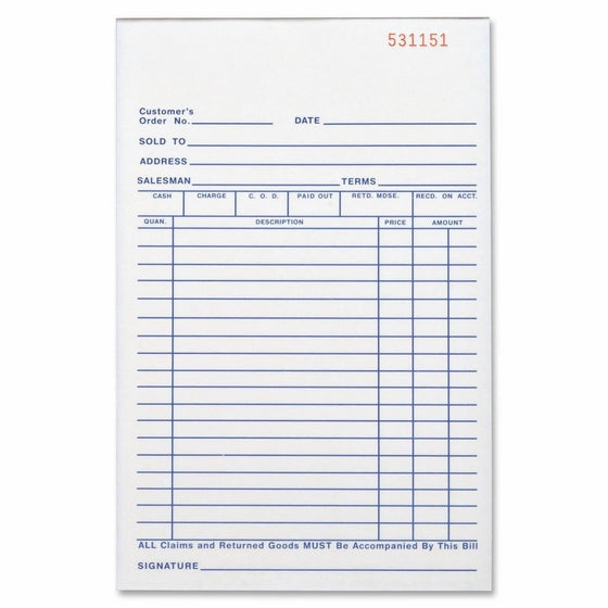 Business Source Carbonless All-Purpose Forms Book - Triplicate - 50 Sheets (39553)