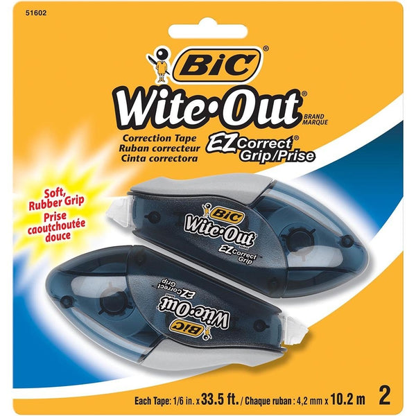 BIC Wite-Out Brand EZ Correct Grip Correction Tape, White, 2-Count