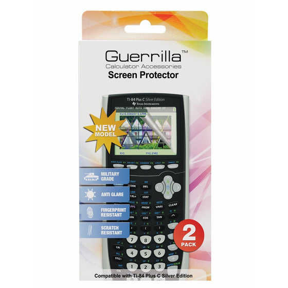 Guerrilla Military Grade Screen Protector 2- PackFor Texas Instruments TI 84 Plus C Silver Edition Color Graphing Calculator