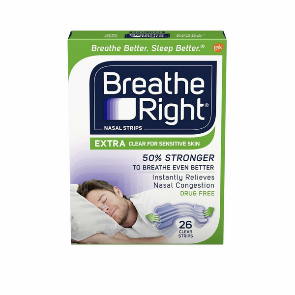 Breathe Right Nasal Strips to Stop Snoring, Drug-Free, Extra Clear, 26 count