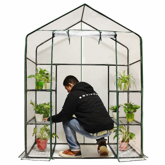 Quictent Greenhouse Mini Walk-In 3 tiers 6 shelves 102lbs Max Weight Capacity Portable Plastic Garden Outdoor Green House 56"x29"x77"