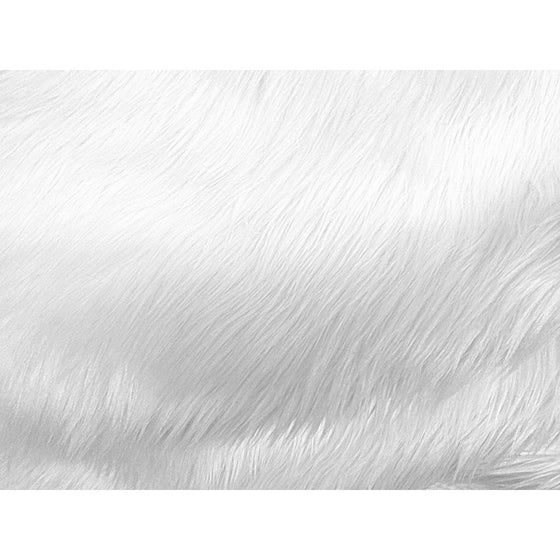 FAUX FAKE FUR SOLID SHAGGY LONG PILE FABRIC - White - 60" WIDTH SOLD BY THE YARD