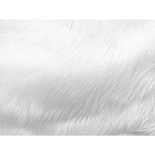 FAUX FAKE FUR SOLID SHAGGY LONG PILE FABRIC - White - 60" WIDTH SOLD BY THE YARD