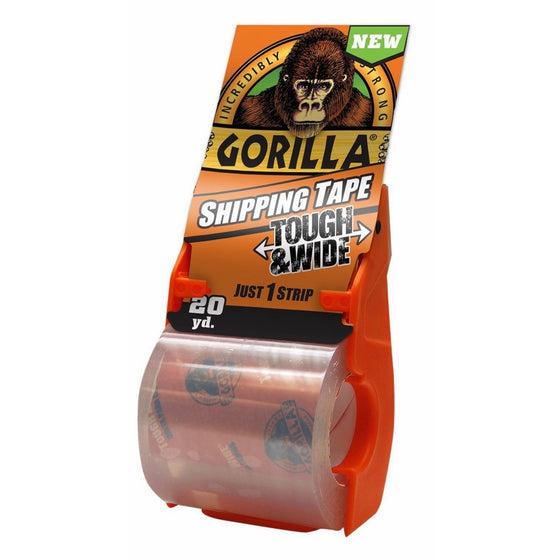 Gorilla Packing Tape Tough & Wide with Dispenser, 2.83" x 20 yd., Clear