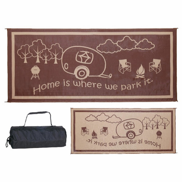 Stylish Camping RH8187 Brown/Beige 8 Feet x18 Feet RV Home Mat