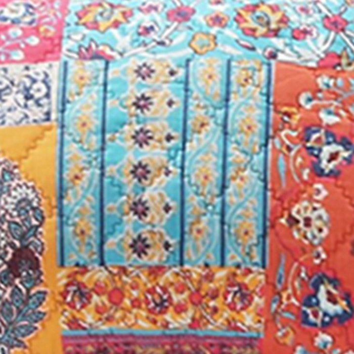 Bohemian Style Fabric Pillow Sham with Floral Pattern, Multicolor