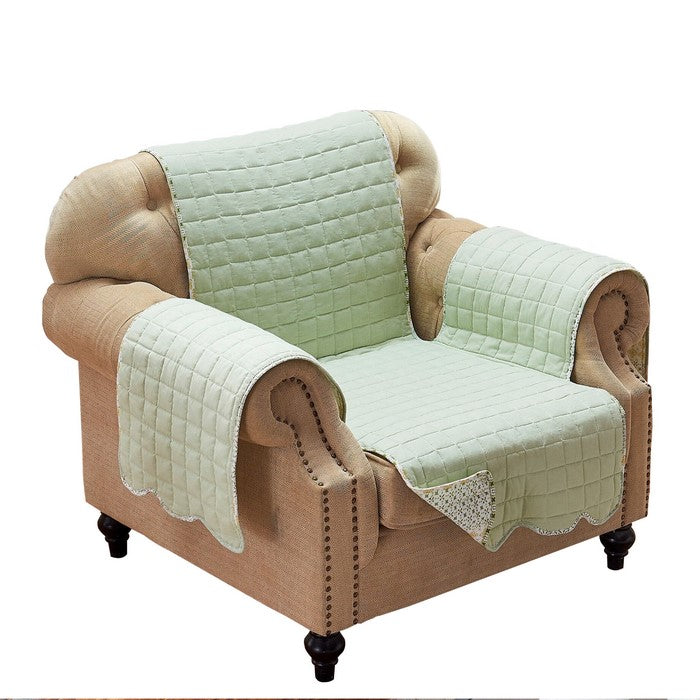 Fabric Armchair Protector with Geometric Pattern Motifs, Green