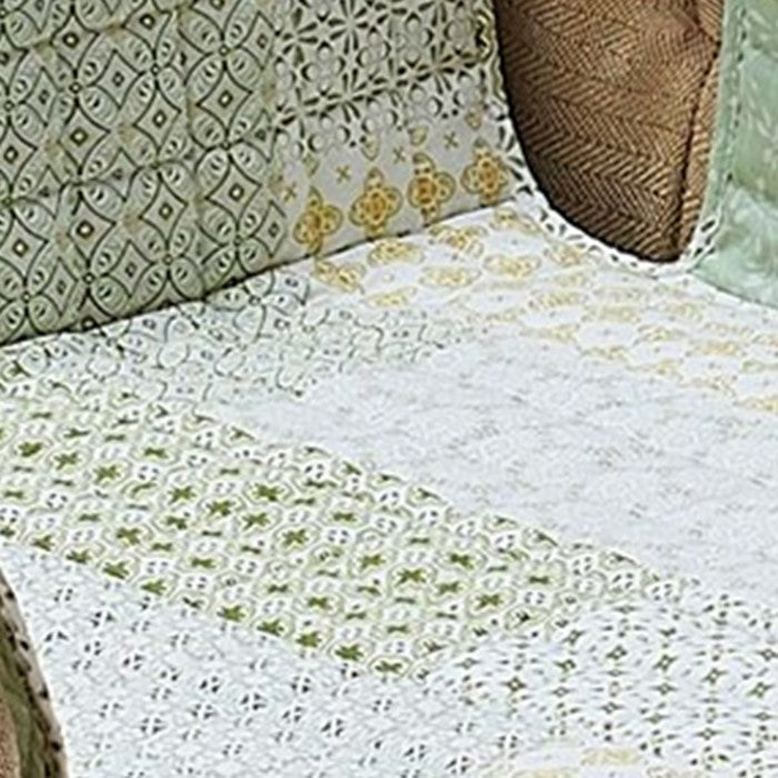Fabric Armchair Protector with Geometric Pattern Motifs, Green