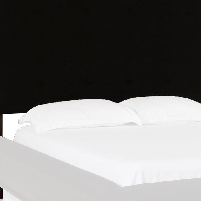 Wooden Padded Headboard with Button Tufting, Brown