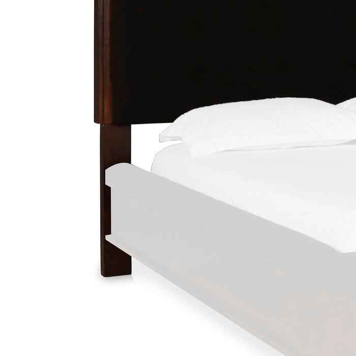 Wooden Padded Headboard with Button Tufting, Brown