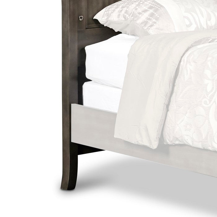 Wooden Headboard with Slated and Molded Details, Gray