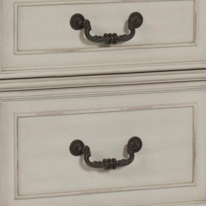 Two Drawer Wooden Nightstand with Bracket Legs, White and Brown