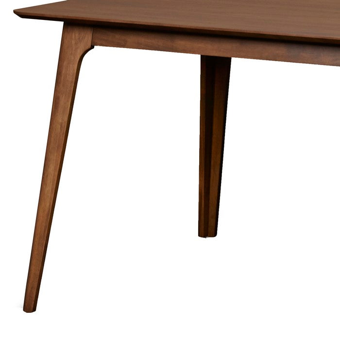 Wooden Table with Angled Block Legs and Natural Grain Texture, Brown