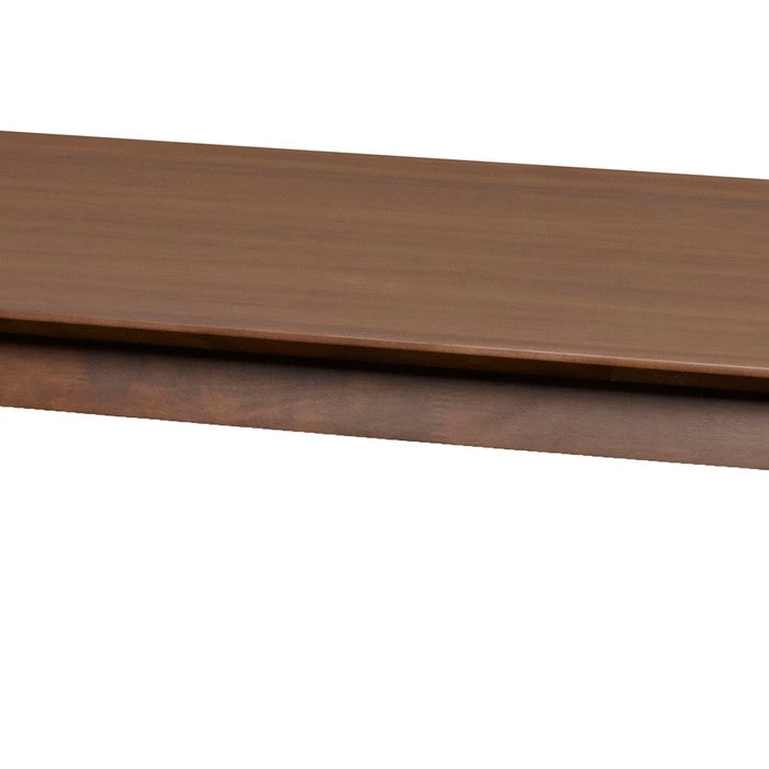 Wooden Table with Angled Block Legs and Natural Grain Texture, Brown