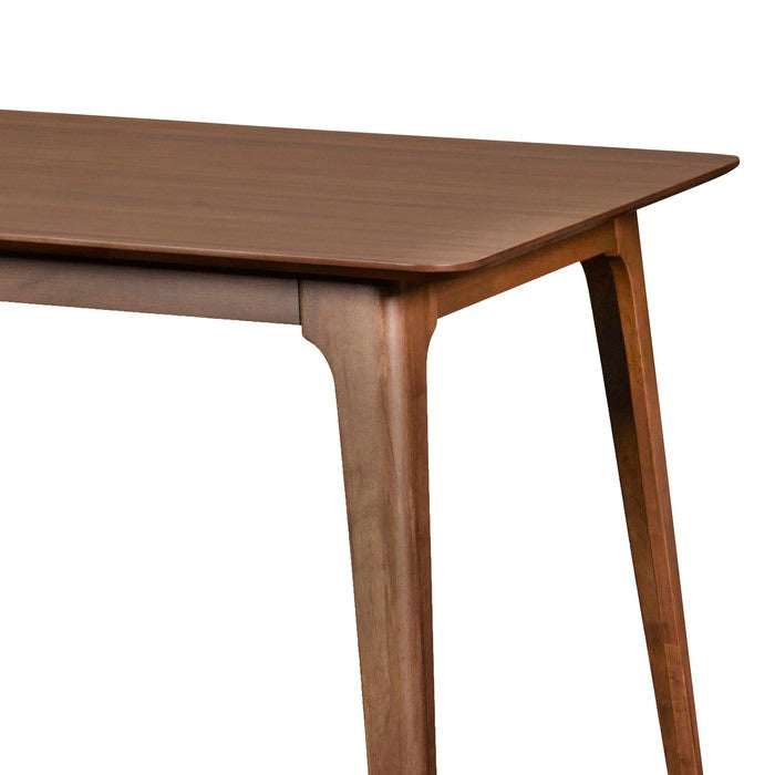 Wooden Table with Angled Block Legs and Natural Grain Texture, Brown