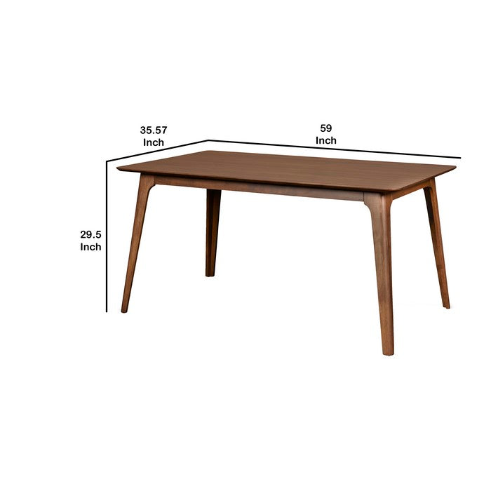 Wooden Table with Angled Block Legs and Natural Grain Texture, Brown