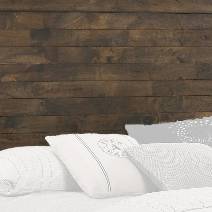 Transitional Wooden Headboard with Panelled Style Design, Brown