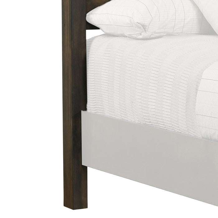Transitional Wooden Headboard with Panelled Style Design, Brown
