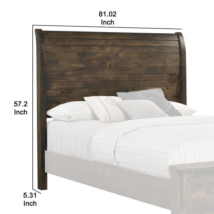 Transitional Wooden Headboard with Panelled Style Design, Brown