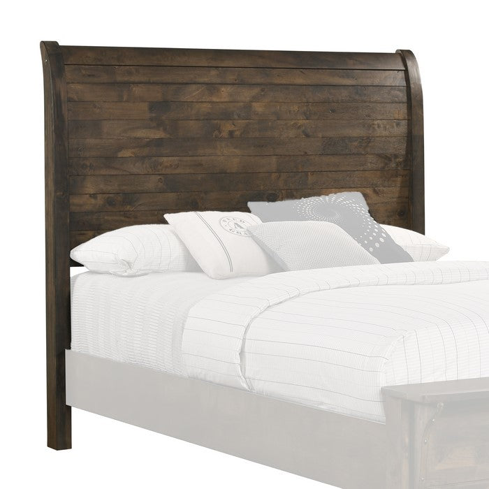 Transitional Wooden Headboard with Panelled Style Design, Brown