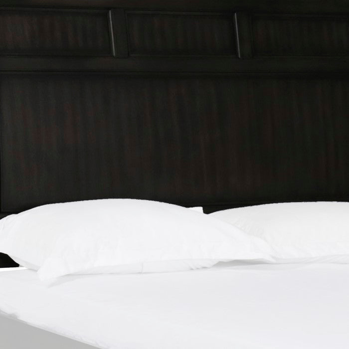 Wooden Headboard with Panel Style Design and Molded Details, Black