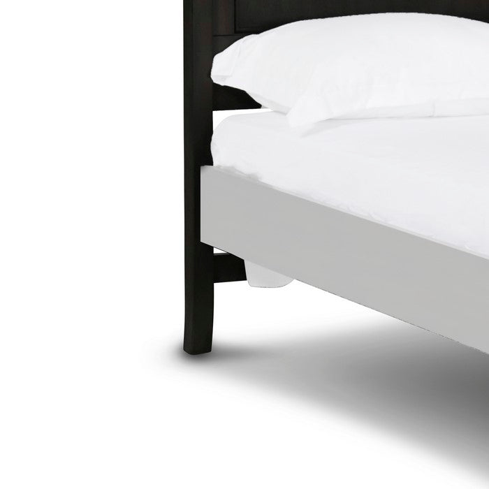 Wooden Headboard with Panel Style Design and Molded Details, Black