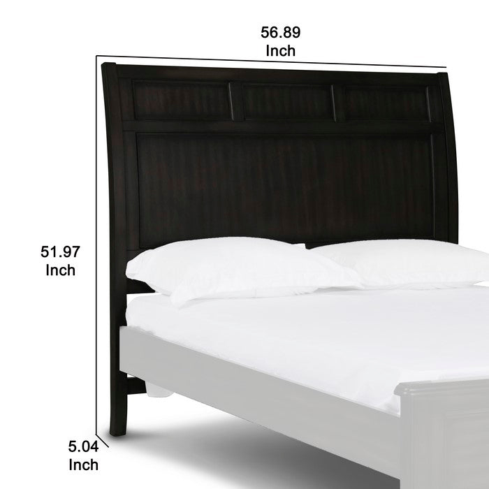 Wooden Headboard with Panel Style Design and Molded Details, Black