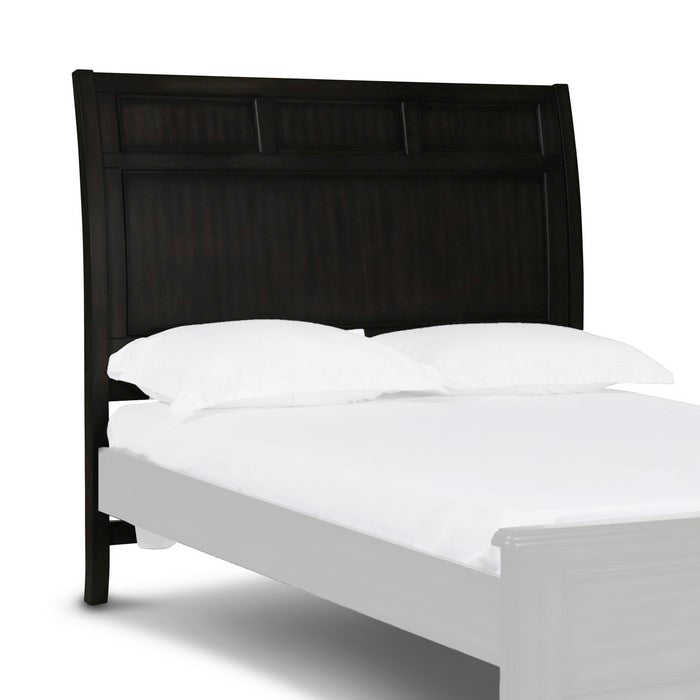 Wooden Headboard with Panel Style Design and Molded Details, Black