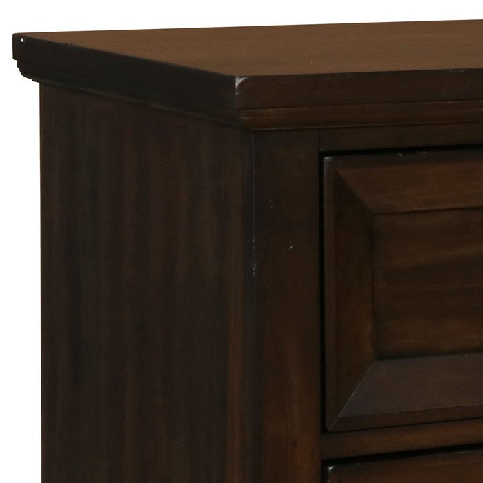 Wooden Nightstand with Tapered Block Legs and Natural Grain Texture, Brown