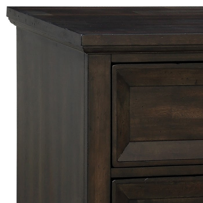 Wooden Nightstand with Tapered Block Legs and Grain Texture, Gray