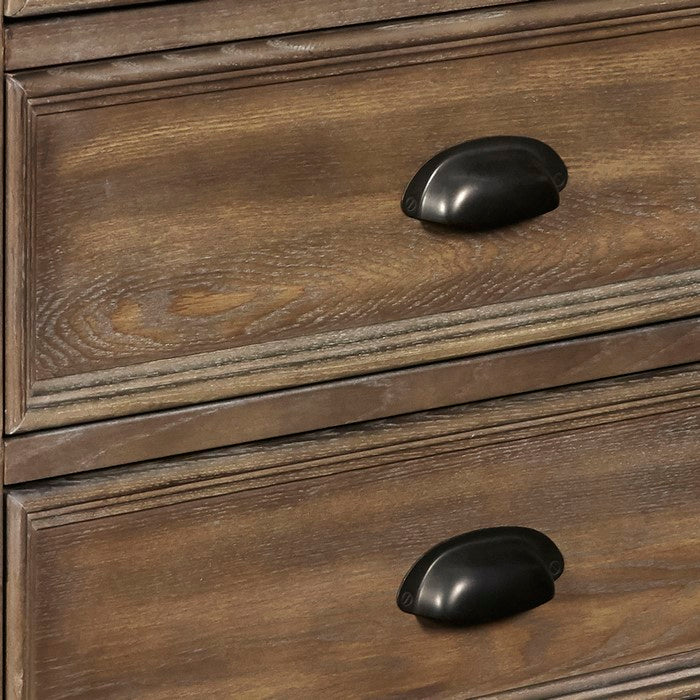 Wooden Nightstand with Bun Feet and Natural Grain Texture, Brown