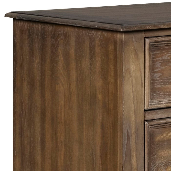 Wooden Nightstand with Bun Feet and Natural Grain Texture, Brown