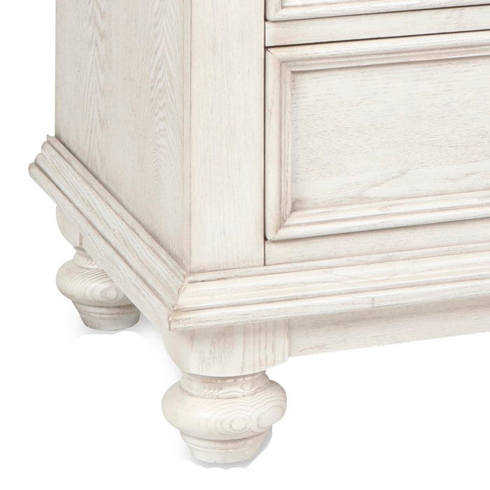 Wooden Nightstand with Bun Feet and Natural Grain Texture, Beige