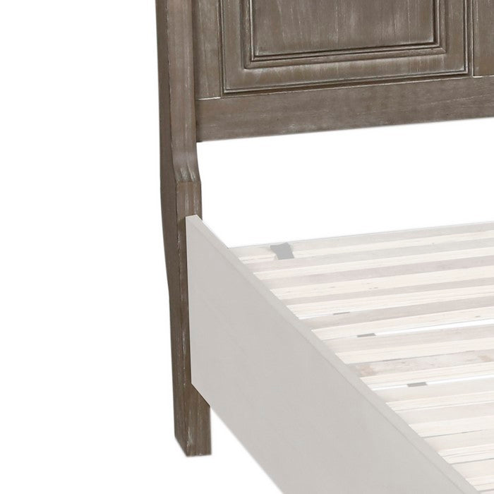 Transitional Wooden Headboard with Molded Details, Brown