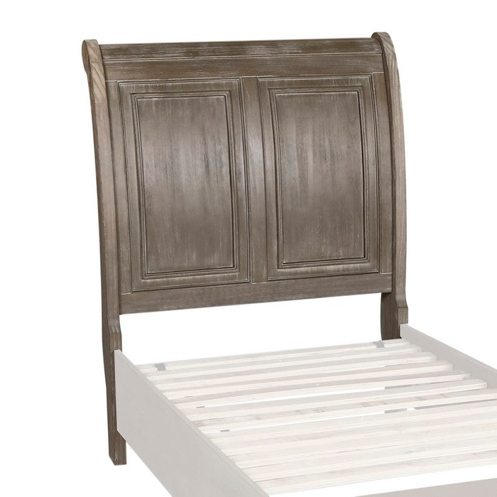 Transitional Wooden Headboard with Molded Details, Brown