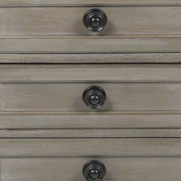 Wooden Nightstand with Metal Knobs and Natural Grain Texture, Beige