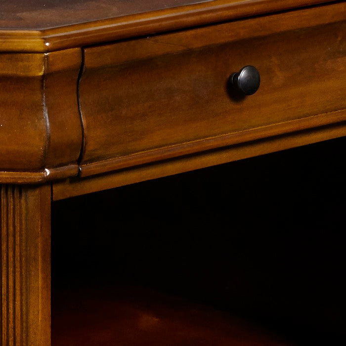 Wooden End Table with Open Shelf and Bracket Legs, Brown