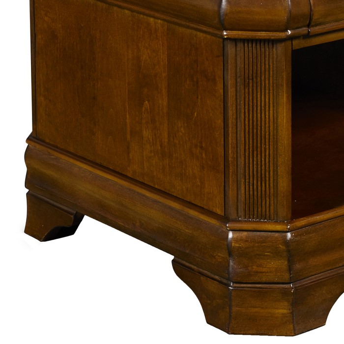 Wooden End Table with Open Shelf and Bracket Legs, Brown