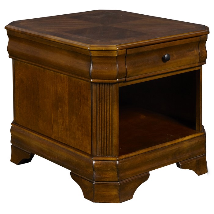 Wooden End Table with Open Shelf and Bracket Legs, Brown