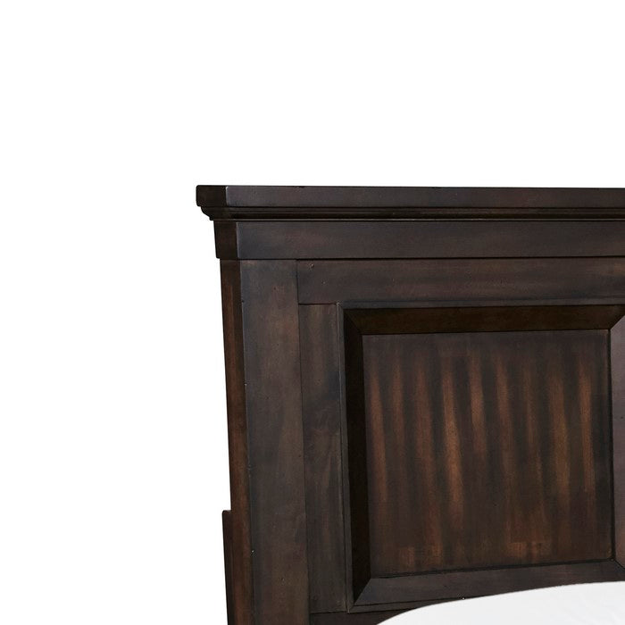 Transitional Wooden Headboard with Molded Details, Brown