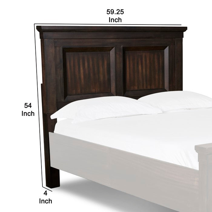 Transitional Wooden Headboard with Molded Details, Brown