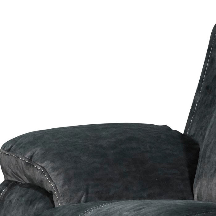 Contemporary Fabric Upholstered Glider Recliner with Stitched Details, Gray