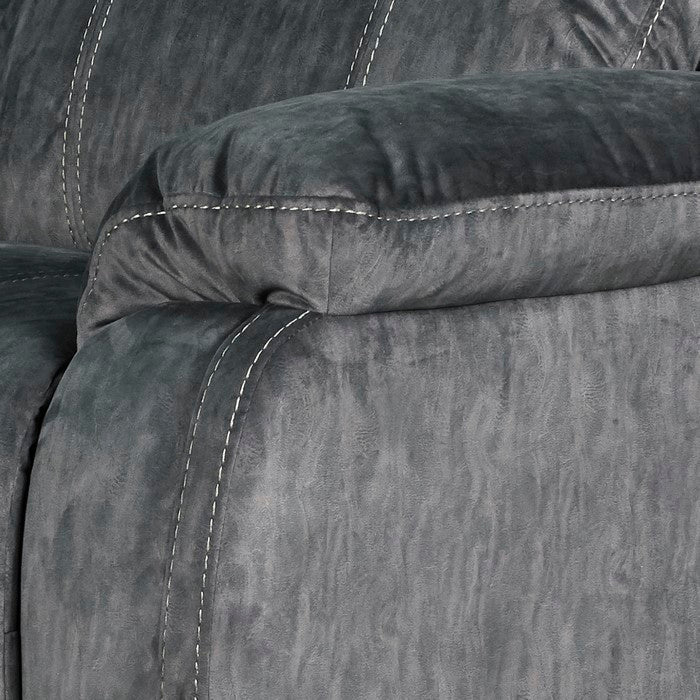 Contemporary Fabric Upholstered Glider Recliner with Stitched Details, Gray