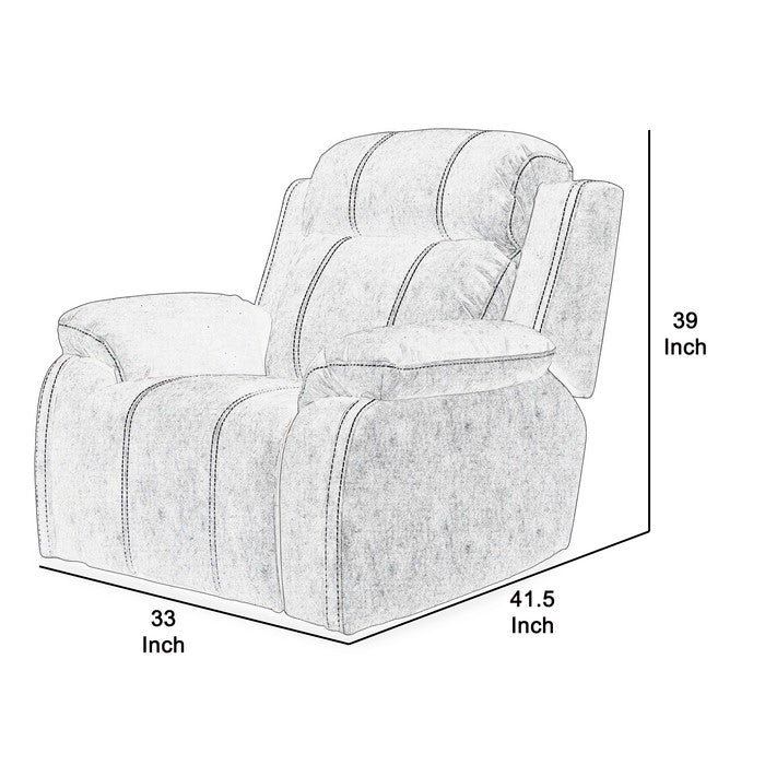 Contemporary Fabric Upholstered Glider Recliner with Stitched Details, Gray