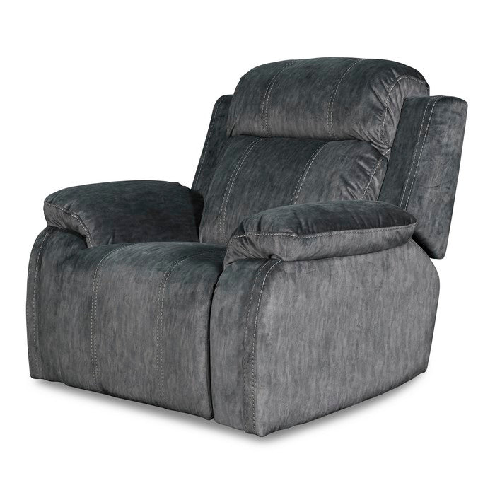 Contemporary Fabric Upholstered Glider Recliner with Stitched Details, Gray
