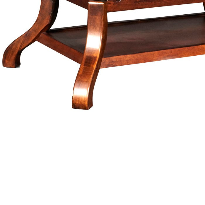 Wooden Oblong Top Extendable Dining Table with 2 Open Shelves, Brown
