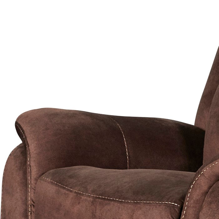 Contemporary Fabric Upholstered Glider Recliner with Stitched Details,Brown